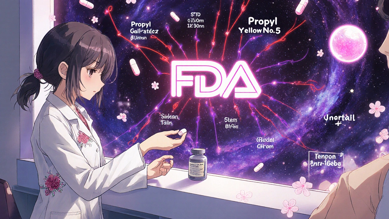 A pharmacist handing a pill as molecular connections glow in the background, cherry blossoms falling softly.