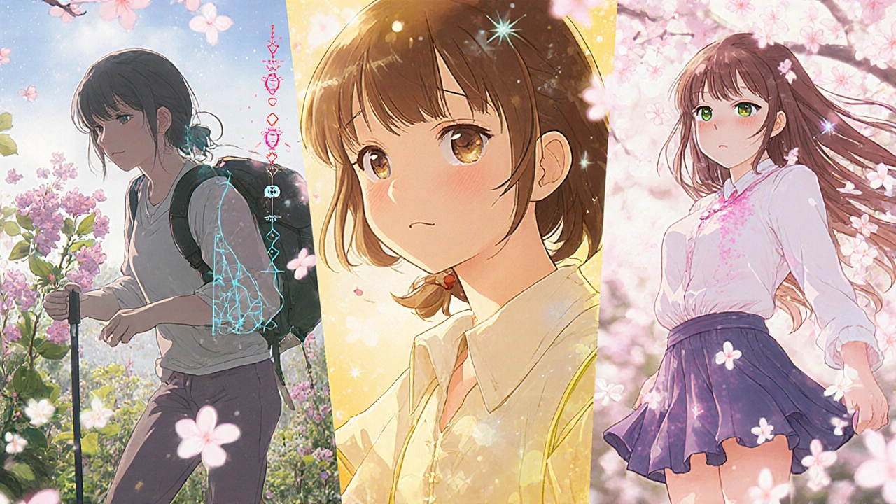 Three women enjoying active lifestyles with translucent genetic profiles glowing over their silhouettes.