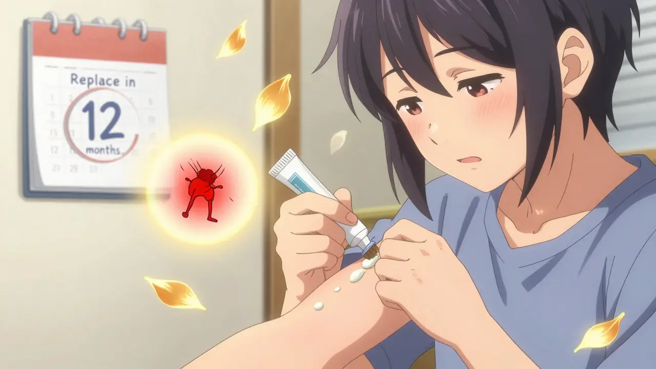 A teen applies antibiotic ointment as healing petals glow, one turning red to show allergy risk.