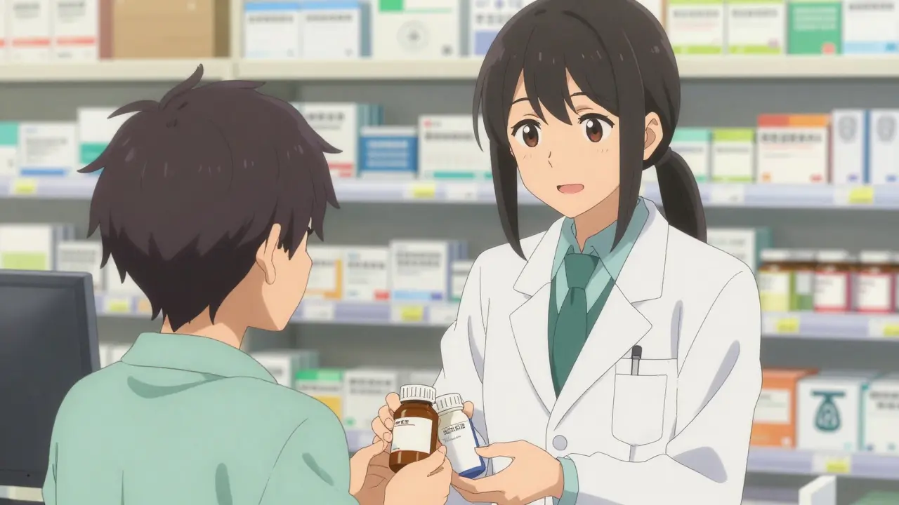 Pharmacist accepting medication for disposal at take-back event.